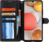 AZNS Samsung Galaxy A42 Leren Stand Portemonnee Hoesje Zwart