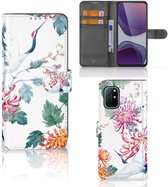 Telefoonhoesje OnePlus 8T Wallet Bookcase Bird Flowers