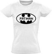 Fatman dames t-shirt | batman | superheld | gotham | dik | dikzak | cadeau | Wit