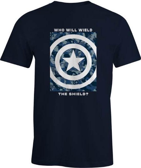 Marvel - Captain America - Navy Men's T-shirt - Who will wield the shield?