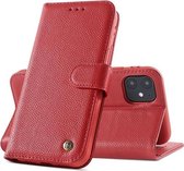 Echt Lederen Book Case Hoesje - Leren Portemonnee Telefoonhoesje - Geschikt voor iPhone 11 - Rood