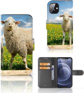 Telefoon Hoesje Apple iPhone 12 Mini Wallet Book Case met foto Schaap en Lammetje