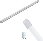 LED TL Armatuur met T8 Buis Incl. Starter - Pragmi Housing Pro - 150cm Enkel - 22W - Helder/Koud Wit 6400K - Waterdicht IP65 - BSE