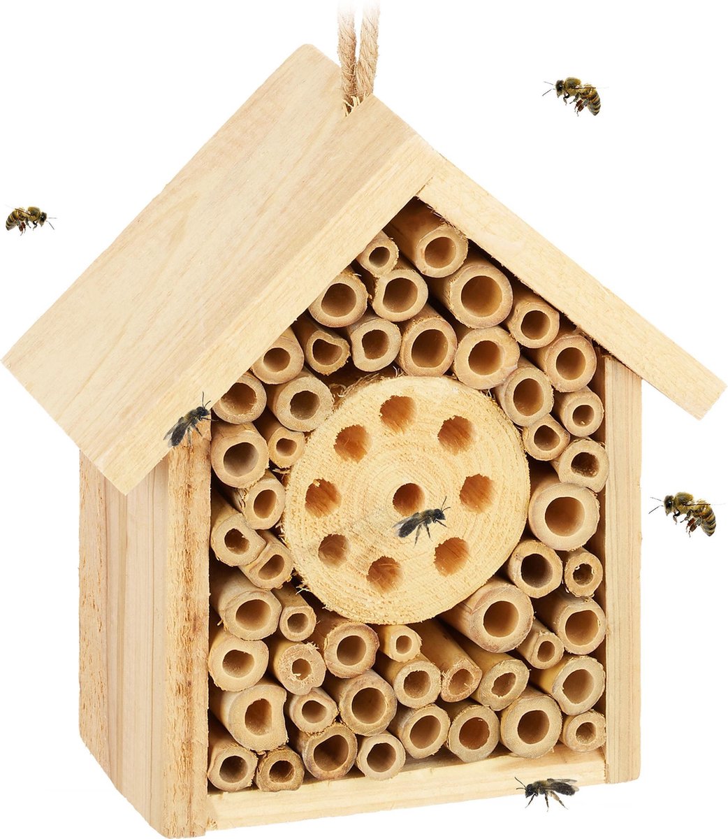 Relaxdays insectenhotel klein bijenhotel nestkast insecten insectenhuis hangend