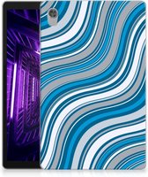 Tablet Hoes Lenovo Tab M10 HD (2de generatie) Siliconen Back Cover Golven Blauw met transparant zijkanten