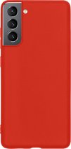 Hoesje Geschikt voor Samsung S21 Hoesje Siliconen Cover Case - Hoes Geschikt voor Samsung Galaxy S21 Hoes Back Case - Rood
