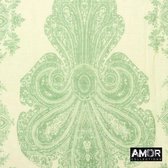 Sjaal groen - zijde/katoen -Sjaal met bloemen print