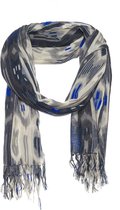 Sjaal blauw - 100% wol - ikat print