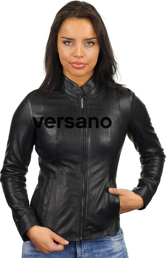 Versano Idaho Leren Dames Bikerjack Dames Jas S - Zwart