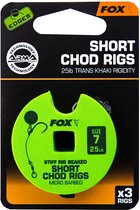 Fox bords courts rigs chod | gréement rigide à bec | 25 LB - taille 7 | micro barbelé | 3 pièces
