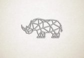 Line Art - Neushoorn - S - 28x60cm - EssenhoutWit - geometrische wanddecoratie