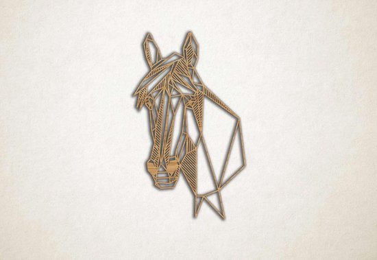 Line Art - Paard 8 - M - 90x55cm - Eiken - geometrische wanddecoratie