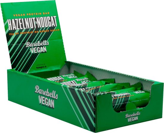 Foto: Barebells vegan protein bar hazelnut nougat 12 x 55 gram eiwitreep energiereep