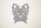 Line Art - Hond - Yorkshire Terrier - XS - 29x25cm - EssenhoutWit - geometrische wanddecoratie