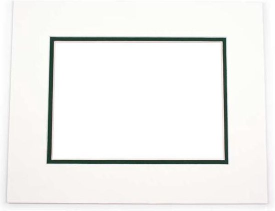 Passepartout Dubbeldik Wit/Donker Groen 30,5x40,6cm met 19,4x29,5cm Venster (10 stuks)