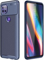 Motorola Moto G 5G Hoesje Siliconen Carbon TPU Back Cover Blauw