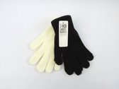 Herfst/ winter handschoenen - 2 paar - Onesize - Dames - Acryl - Zwart + Wit