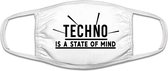 Techno is a state of mind mondkapje | muziek | festivals | techno | tekno | grappig | gezichtsmasker | bescherming | bedrukt | logo | Wit mondmasker van katoen, uitwasbaar & herbru