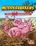 Moddervarkens speldoos met vrolijke, cartoonachtige varkens in modder en de tekst 'MODDERVARKENS. Meer dan 600.000 exemplaren verkocht!'.