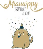 Pakket van 8: Verjaardagskaart kat miauwppy birthday
