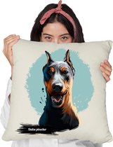 Sierkussen - Duitse Pinscher - Wit - 50 Cm X 50 Cm