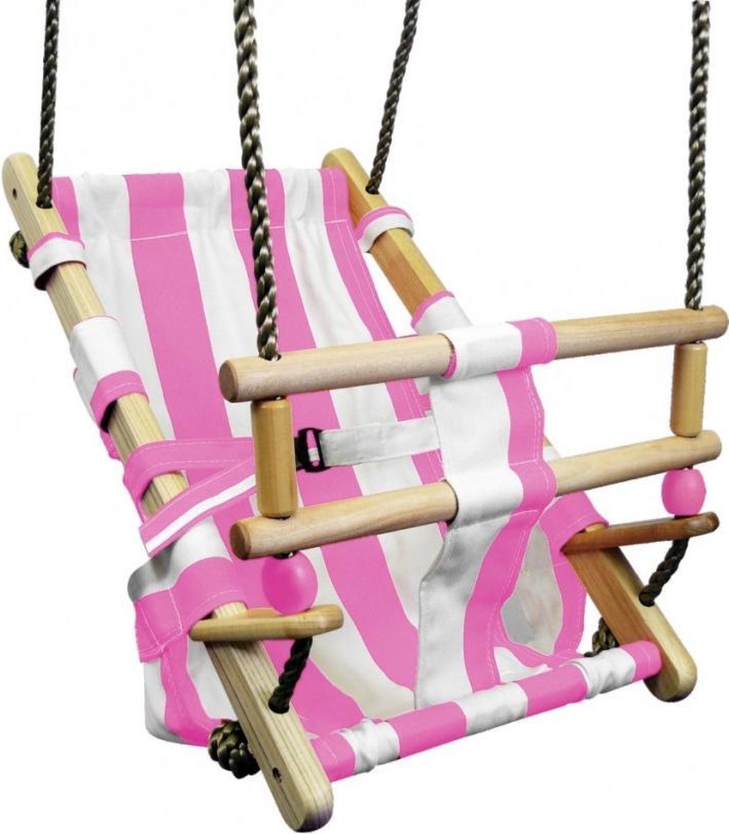 Babyschommel Beach Roze/Wit Premium met PP Touwen