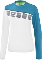 Erima Teamline 5-C Longsleeve Dames Wit-Oriental Blue-Colonial Blue Maat 46