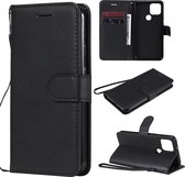 Voor Google Pixel 5 effen kleur horizontale flip beschermende lederen tas met houder & kaartsleuven & portemonnee & fotolijst & lanyard (zwart)