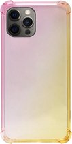 ADEL Siliconen Back Cover Softcase Hoesje Geschikt voor iPhone 12 (Pro) - Kleurovergang Roze Geel
