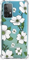 Silicone Back Case Geschikt voor Samsung Galaxy A52 4G/5G Telefoonhoesje met doorzichtige rand Dogwood Flowers