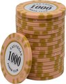 Afbeelding van het spelletje Las Vegas poker club clay chips 1.000 oranje (25 stuks)