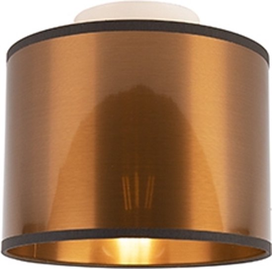 QAZQA drum - Moderne Plafondlamp met kap - 1 lichts - Ø 200 mm - Koper - Woonkamer | Slaapkamer | Keuken