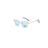 Visionmania Zonnebrillen Unisex Rechthoekig - UV 400 - Blauwe lenzen - Goudkleurig frame