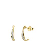 Lucardi - Diamond Luxury - Boucles d'oreilles en or jaune 14 carats avec diamant