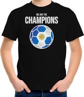 Uruguay WK supporter t-shirt - we are the champions met Uruguayaanse voetbal - zwart - kinderen - kleding / shirt M (134-140)