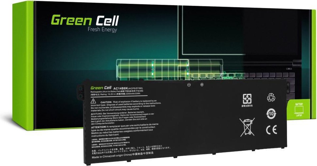 GREEN CELL Batterij AC14B3K AC14B8K Voor de Acer Aspire 5 A515 A517 R15 R5-571T Spin 3 SP315-51 SP513-51 Swift 3 SF314-52