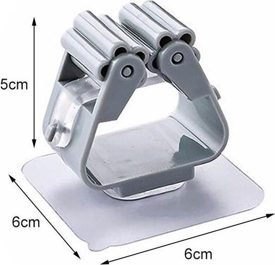 2 Stuk Bezem of Mop Ohangsysteem -  Bezem Houder - Hanger Achter de Deuren - Op Muren- Keuken Storage Tool Grijs - Badkamer Accessoires - Organisator Haak — afbeelding 4