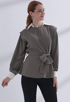 Blouse Dames Khaki met Kraag - 42