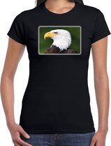 Dieren shirt met arenden foto - zwart - voor dames - roofvogels/ zeearend vogel cadeau t-shirt / kleding S