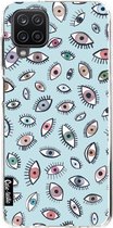 Casetastic Samsung Galaxy A12 (2021) Hoesje - Softcover Hoesje met Design - Eyes Blue Print