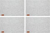 4x stuks rechthoekige placemats met ronde hoeken polyester licht grijs 30 x 45 cm - Placemats/onderleggers - Tafeldecoratie