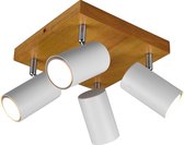 LED Plafondspot - Torna Milona - GU10 Fitting - 4-lichts - Rond - Mat Wit - Aluminium