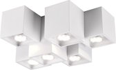 LED Plafondlamp - Plafondverlichting - Torna Ferry - GU10 Fitting - 6-lichts - Rechthoek - Mat Wit - Aluminium
