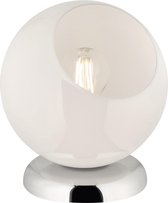 LED Tafellamp - Tafelverlichting - Torna Klino - E27 Fitting - Rond - Mat Chroom - Aluminium