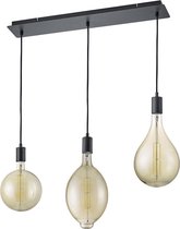 LED Hanglamp - Torna Glinsty - 24W - Warm Wit 2700K - Dimbaar - E27 Fitting - 3-lichts - Rechthoek - Mat Zwart - Aluminium