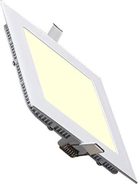 LED Downlight Slim - Inbouw Vierkant 12W - Warm Wit 2700K - Mat Wit Aluminium - 170mm