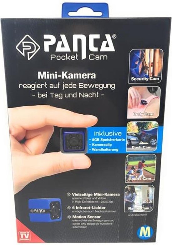 Panta Pocket Cam – kleine beveiligingscamera met opname- en  bewegingsdetector –... | bol.com