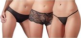 3-Delig Ondergoedsetje - Zwart - Dames Lingerie - Small - Strings - Zwart - Discreet verpakt en bezorgd