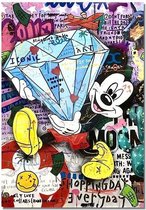 Canvas Experts Doek Micky Mouse Met Diamant Maat 60x90CM *ALLEEN DOEK MET WITTE RANDEN* Wanddecoratie | Poster | Wall Art | Canvas Doek | Voor Meer Opties En Complete Schilderijen