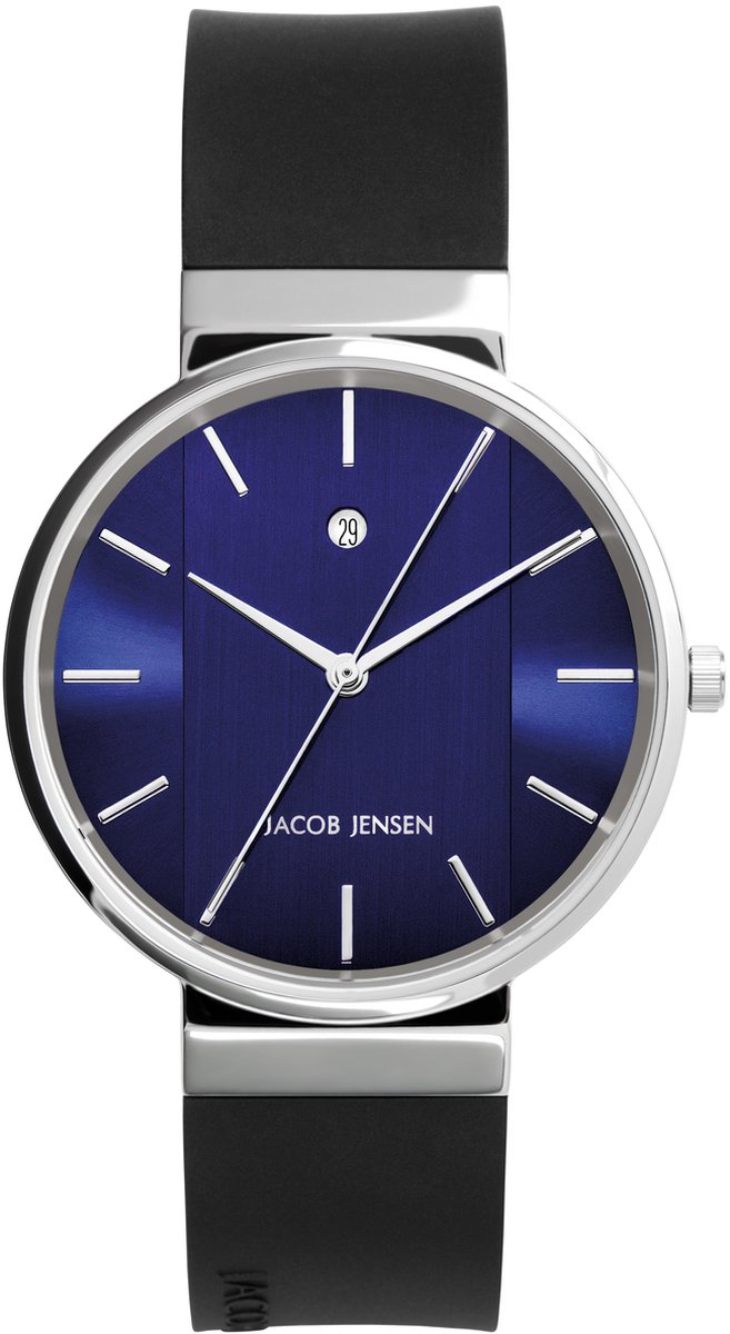 Jacob Jensen 739 New Line Horloge - Jacob Jensen heren horloge - Blauw - diameter 35 mm - roestvrij staal